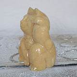 Large Yellow Calcite Lucky Cat | Maneki Neko Feng Shui Decor