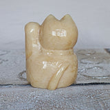 Large Yellow Calcite Lucky Cat | Maneki Neko Feng Shui Decor