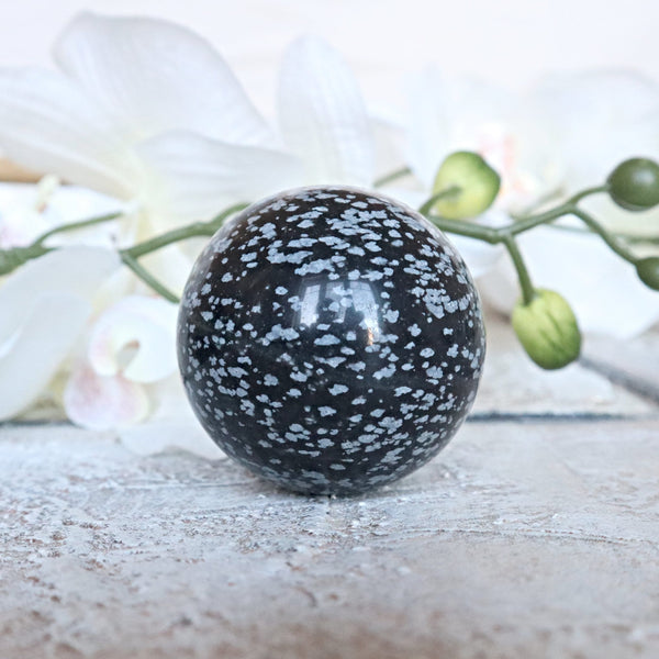 Snowflake Obsidian Sphere (50mm): Natural Healing Stone