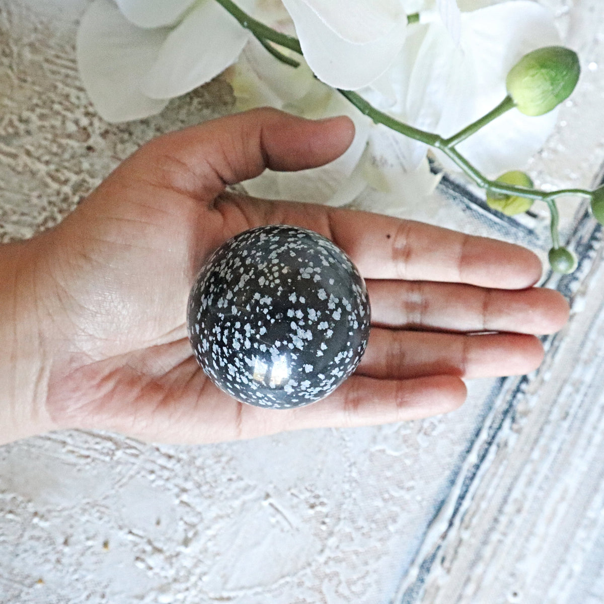 Snowflake Obsidian Sphere (50mm): Natural Healing Stone