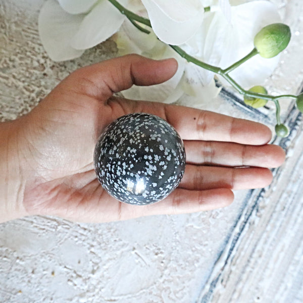 Snowflake Obsidian Sphere (50mm): Natural Healing Stone