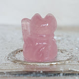 Rose Quartz Maneki Neko: Japanese Lucky Cat Home Decor (1.6 inch)
