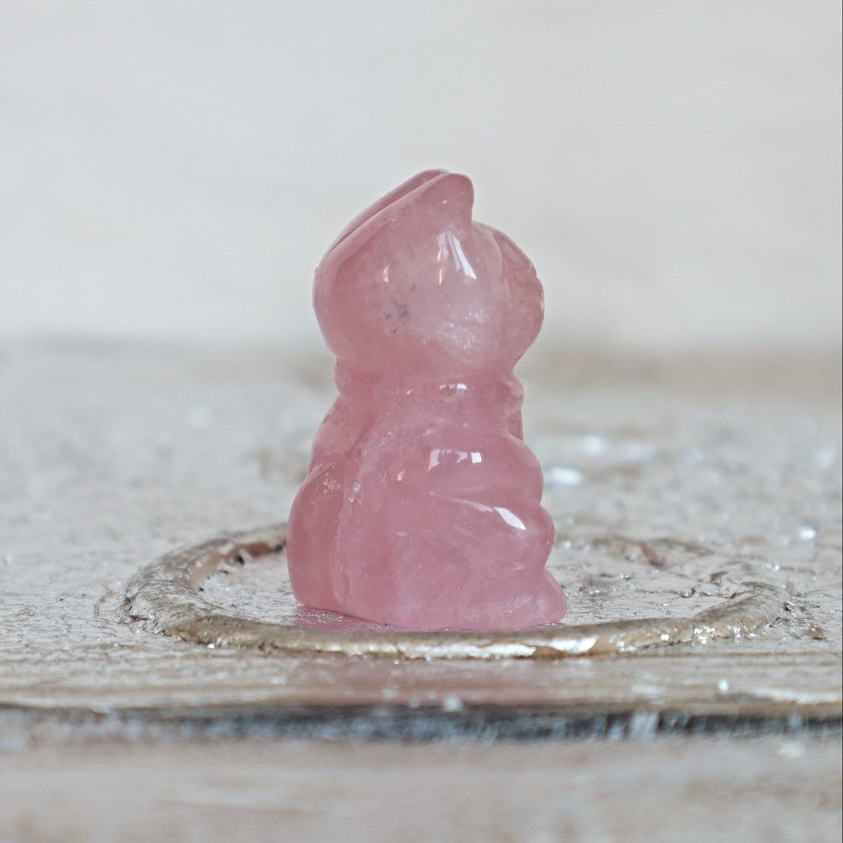 Rose Quartz Maneki Neko: Japanese Lucky Cat Home Decor (1.6 inch)