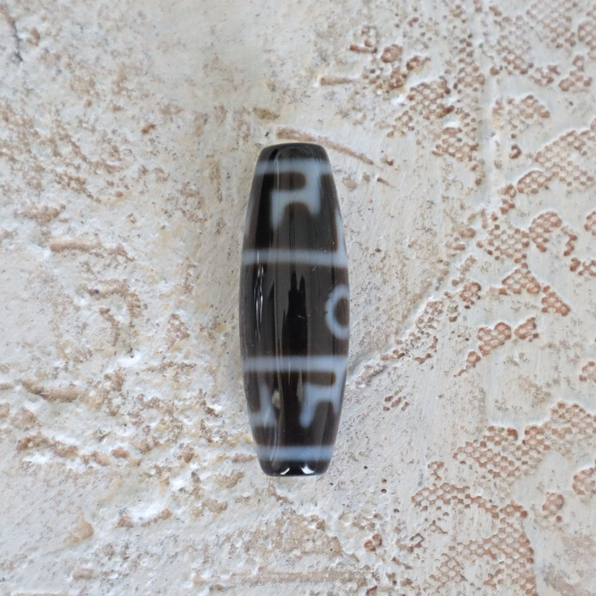 Rare 2 Eye Dzi Bead: Hand Carved Tibetan Agate