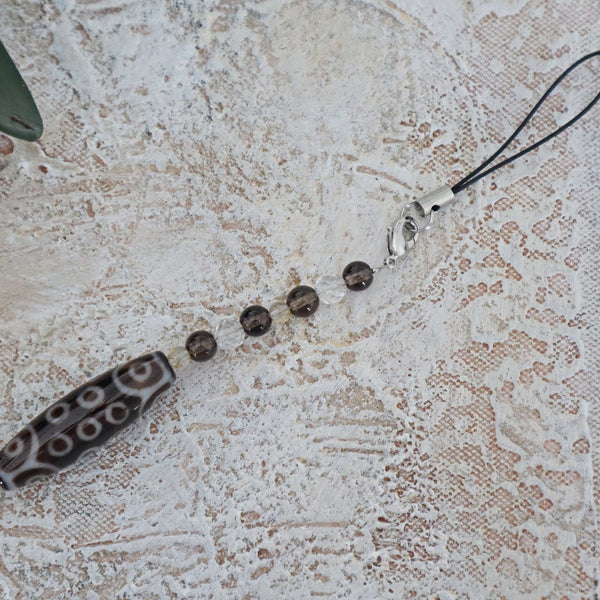 21 Eye Tibetan Dzi Agate Bead Car Charm: Quartz Crystal Accessory