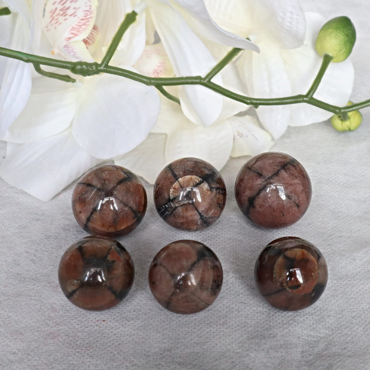 Chiastolite Sphere: Natural Cross Stone, Root Chakra (31mm)