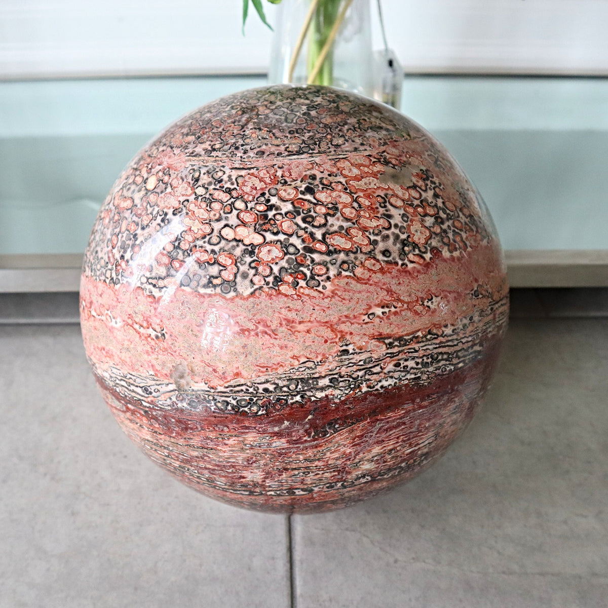 Xtra Large Leopard Skin Jasper Sphere 8.66 inch 220mm 26.67 Lbs 12.1 Kgs