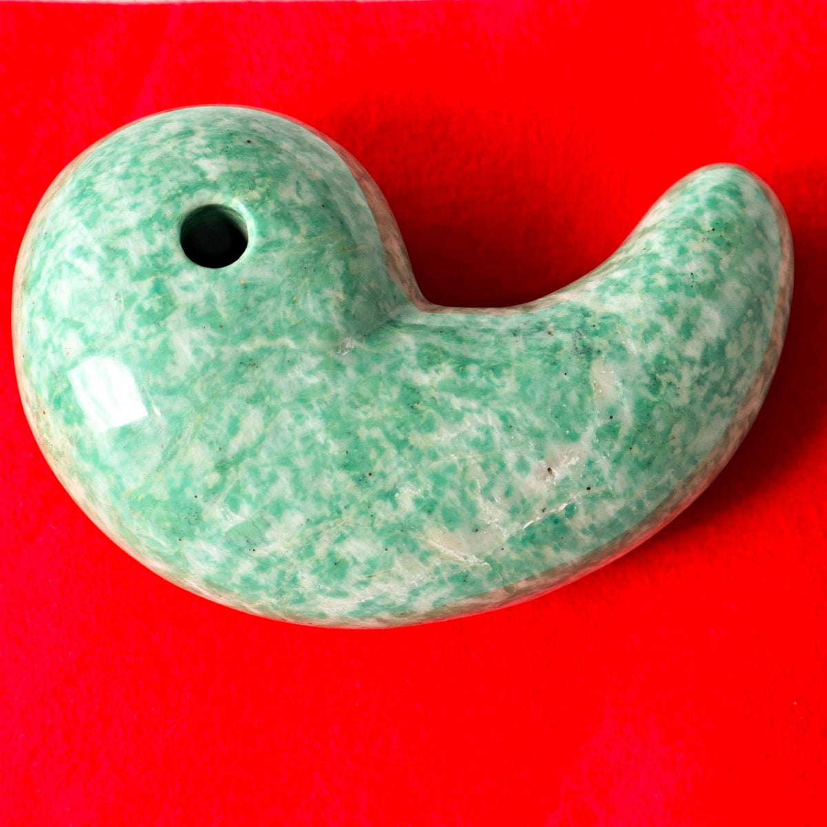 Large Jade Magatama, Tokonoma Display Accessory, Japanese Magatama Lucky Decorative Omamori