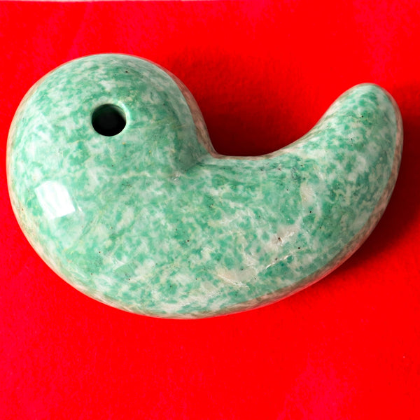 Large Jade Magatama, Tokonoma Display Accessory, Japanese Magatama Lucky Decorative Omamori