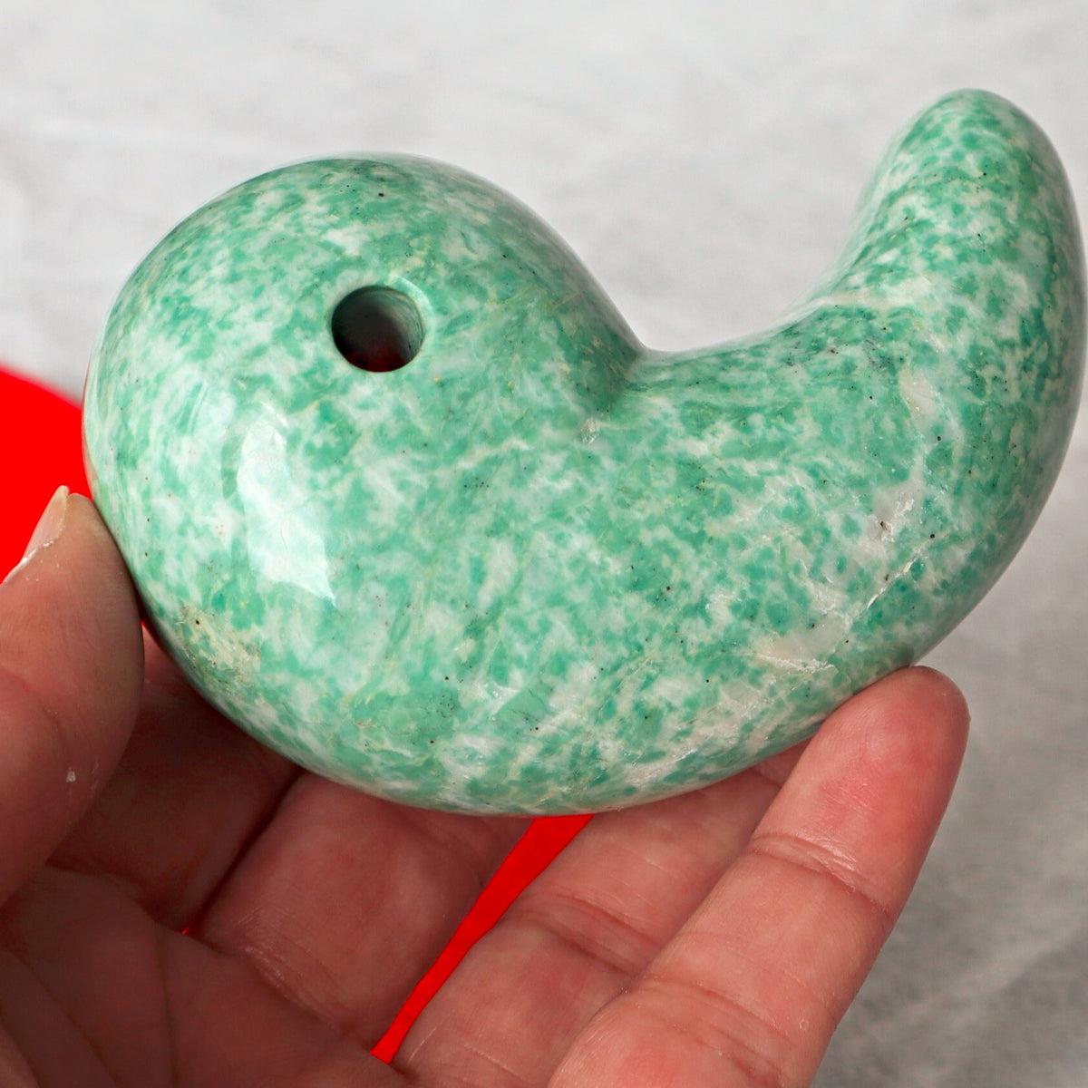 Large Jade Magatama, Tokonoma Display Accessory, Japanese Magatama Lucky Decorative Omamori