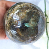 Natural Labradorite Sphere (90 mm): Healing Stone Decor