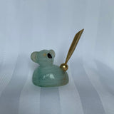 Fluorite Koala Bear Pen holder, Green Fluorite Figurine Carving