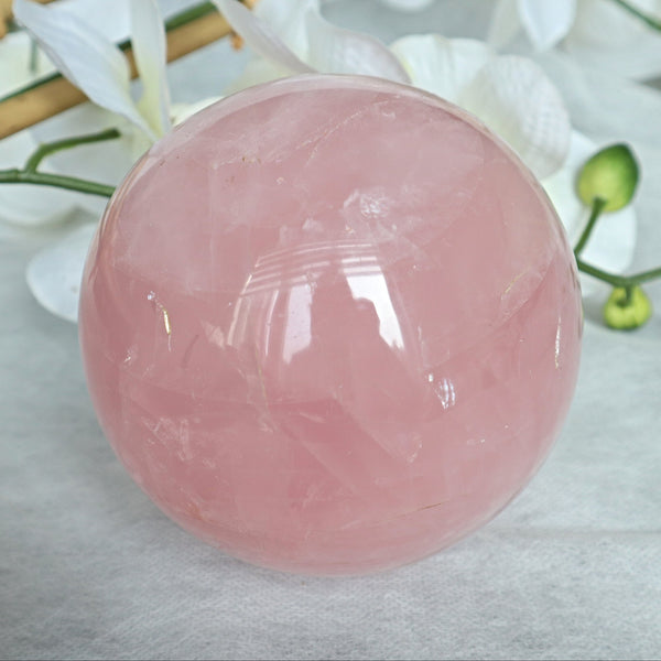 Large Rose Quartz Sphere: Natural Polished Stone of Love