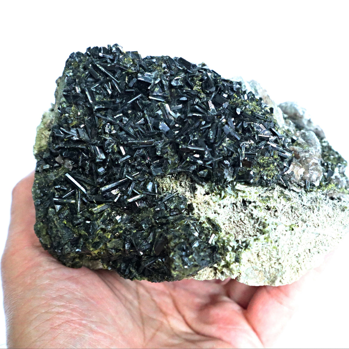 Large Epidote Crystal Cluster Specimen, Mineral Display (4.3 lbs)