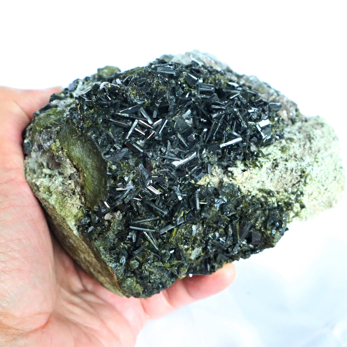 Large Epidote Crystal Cluster Specimen, Mineral Display (4.3 lbs)