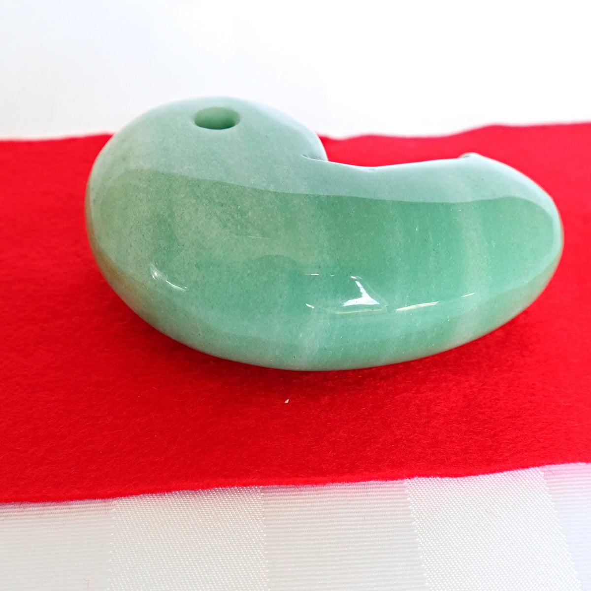 Large Aventurine Magatama: Japanese Lucky Stone Decor (4 inch)