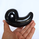 Large Black Onyx Magatama: Japanese Lucky Stone Decor (3.9 Inches)