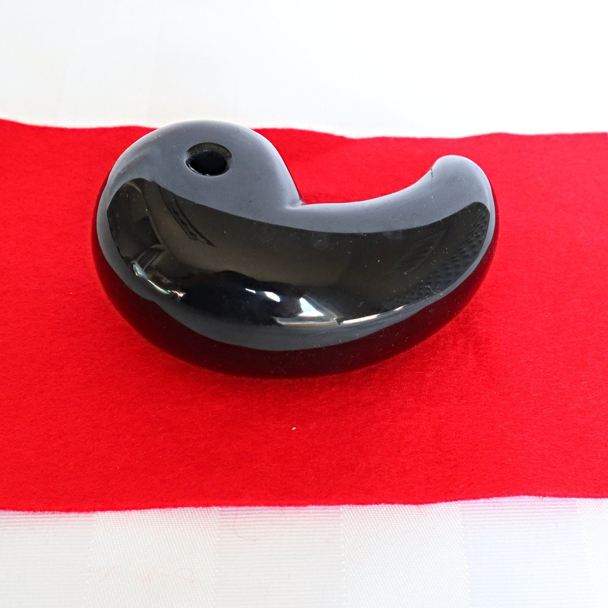 Large Black Onyx Magatama: Japanese Lucky Stone Decor (3.9 Inches)