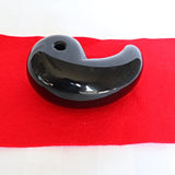 Large Black Onyx Magatama: Japanese Lucky Stone Decor (3.9 Inches)