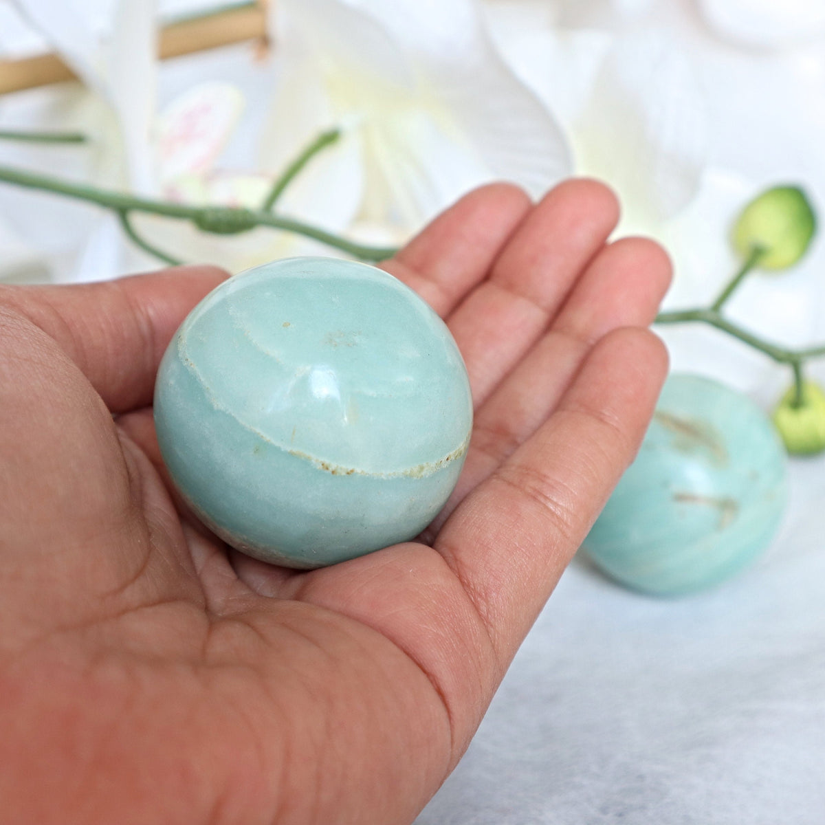 Mint Green Amazonite Sphere (40mm): Emotional Wellness Crystal