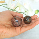 Chiastolite Sphere: Natural Cross Stone, Root Chakra (31mm)