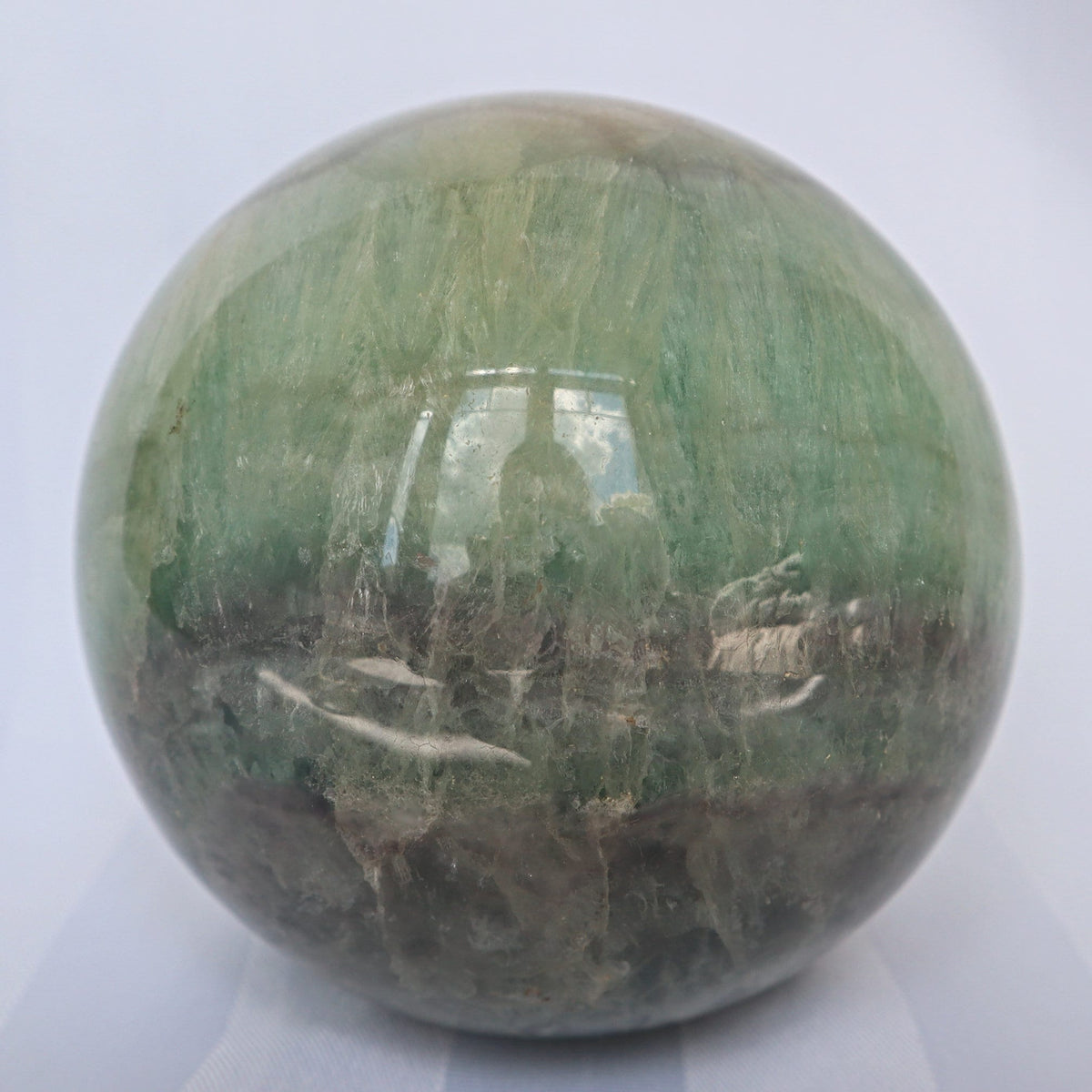 Silky Fluorite Sphere 4 inches, Reiki Meditation Healing Crystal Gift, FL 3