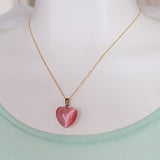 Pink Cats Eye Heart Pendant Necklace gold plated sterling silver