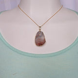 Druzy Pendant Necklace Agate Aura Galaxy for Positive Energy Stress Relief Protection