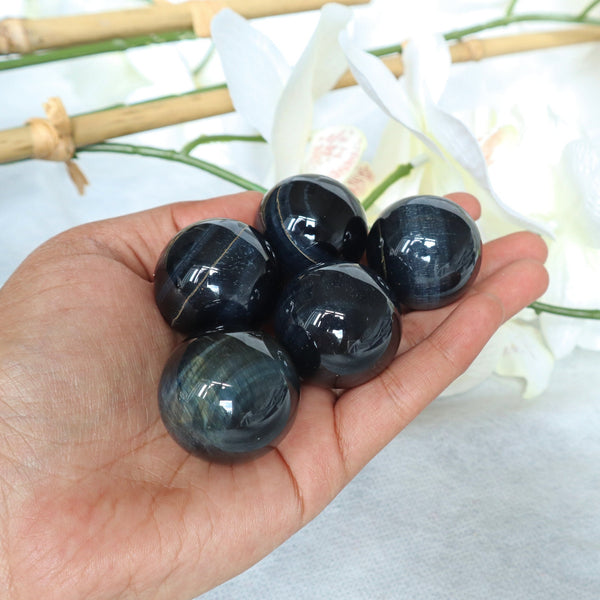 Blue Tiger Eye Sphere 30mm: Natural Healing Crystal Decor