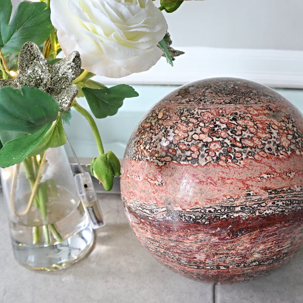 Xtra Large Leopard Skin Jasper Sphere 8.66 inch 220mm 26.67 Lbs 12.1 Kgs