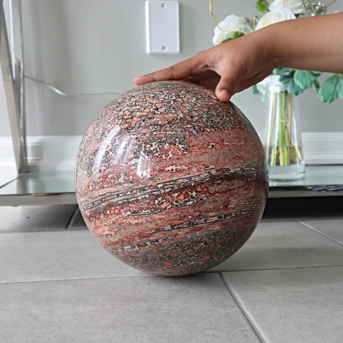 Xtra Large Leopard Skin Jasper Sphere 8.66 inch 220mm 26.67 Lbs 12.1 Kgs