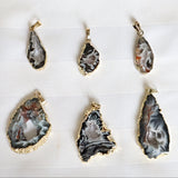 Druzy Geode Agate Pendant Necklace gold with Chain