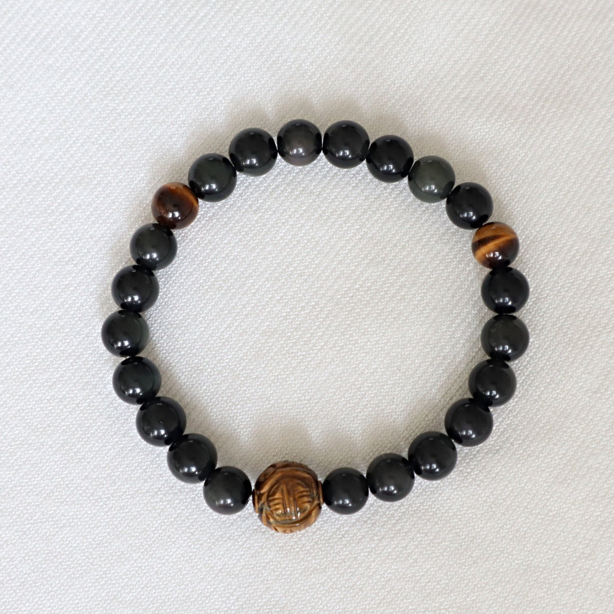 Blue Tiger Eye Bracelet: Dragon Ball Charm, Root Chakra