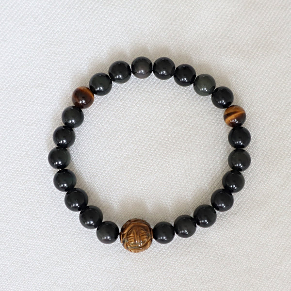 Blue Tiger Eye Bracelet: Dragon Ball Charm, Root Chakra