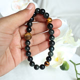 Blue Tiger Eye Bracelet: Dragon Ball Charm, Root Chakra
