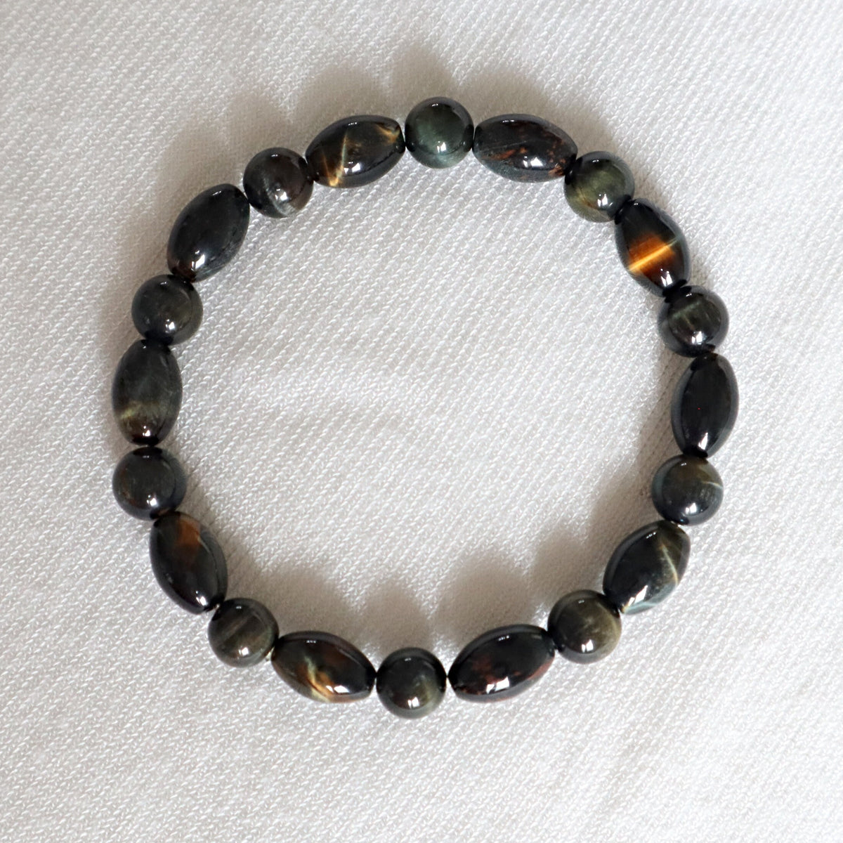 Blue Tiger Eye & Hawks Eye Bracelet: Natural Stone Jewelry