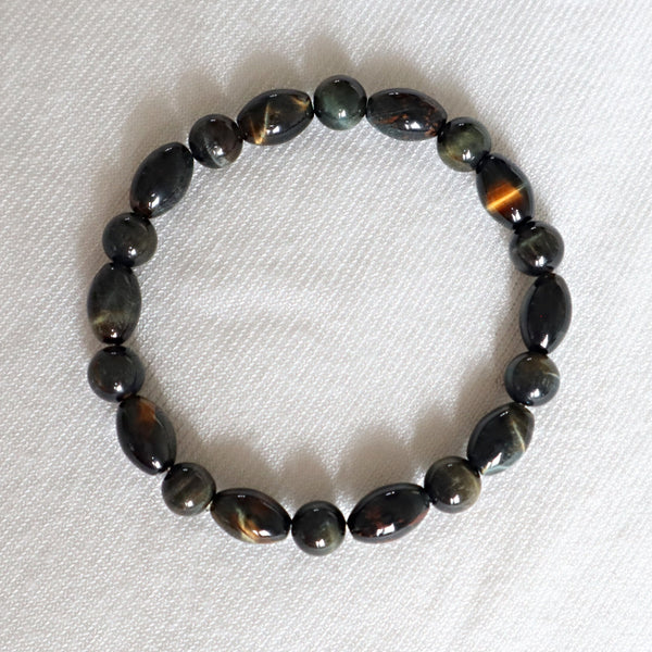 Blue Tiger Eye & Hawks Eye Bracelet: Natural Stone Jewelry