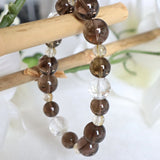 Smoky Quartz Bracelet with Micro-Faceted Clear Quartz Crystal in Super High Grade