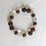 Smoky Quartz Bracelet with Micro-Faceted Clear Quartz Crystal in Super High Grade
