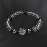 Owl Bracelet Hand Carved Clear Quartz with Lapis