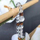 Dragon Bracelet Hand Carved Clear Quartz with Tiger Eye, Birth Year of the Dragon Gift