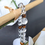 Dragon Bracelet Hand Carved Clear Quartz with Tiger Eye, Birth Year of the Dragon Gift