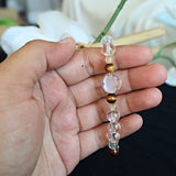Lucky Cat Bracelet in Clear Quartz Hand Carved with Tiger Eye