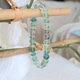 Natural Green Purple Fluorite Bracelet | Rondelle Crystal Bead