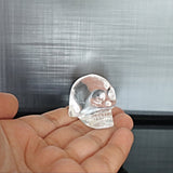 Hand Carved Crystal Quartz Skull: AAA Flawless Clear Quartz (1.4 inch)