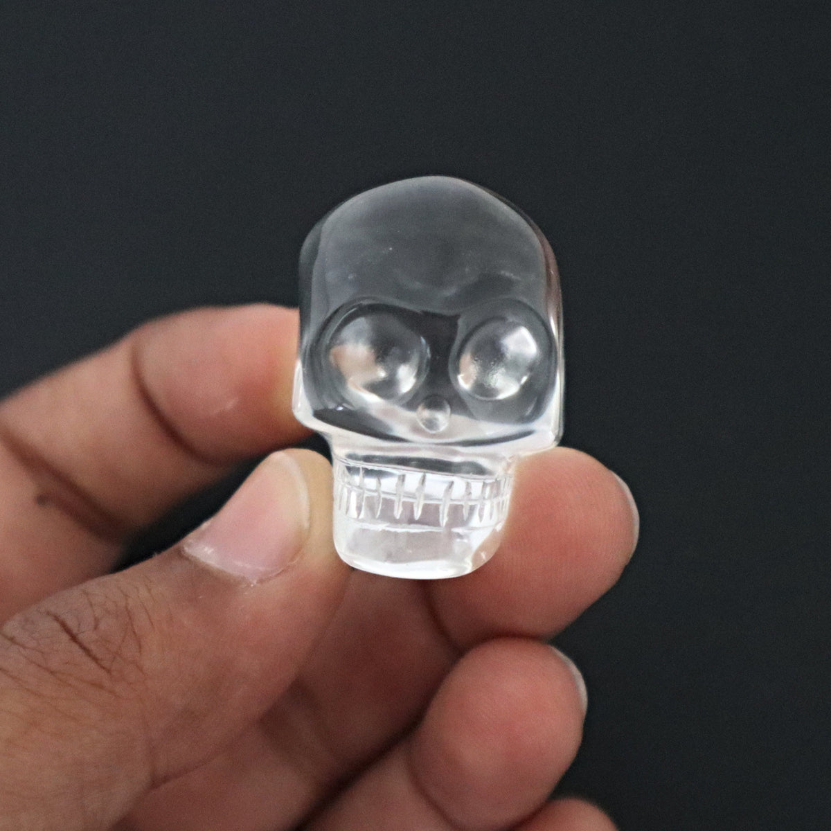 Hand Carved Crystal Quartz Skull: AAA Flawless Clear Quartz (1.4 inch)