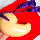 Extra Large Magatama Orange Calcite, Tokonoma Display Accessory, Japanese Magatama Lucky Decorative Omamori Tassel