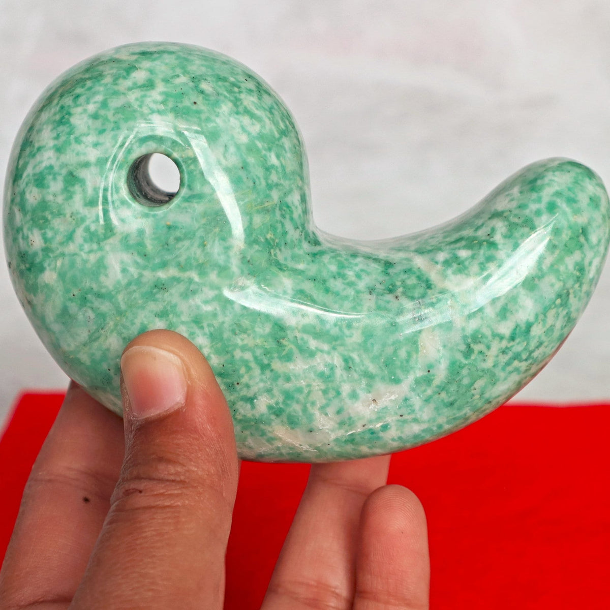 Large Jade Magatama, Tokonoma Display Accessory, Japanese Magatama Lucky Decorative Omamori