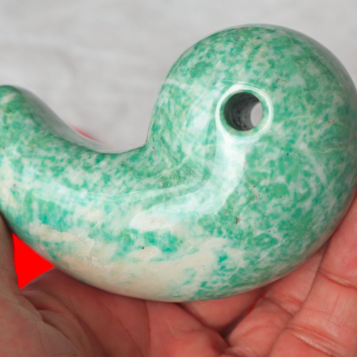 Large Jade Magatama, Tokonoma Display Accessory, Japanese Magatama Lucky Decorative Omamori
