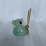 Fluorite Koala Bear Pen holder, Green Fluorite Figurine Carving